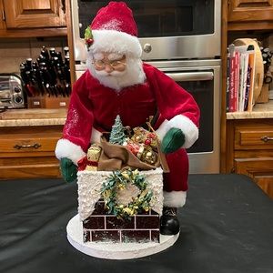 Beautiful Santa “Going Down the Chimney “ 18.5 inch Tall Christmas Figure.  NWT